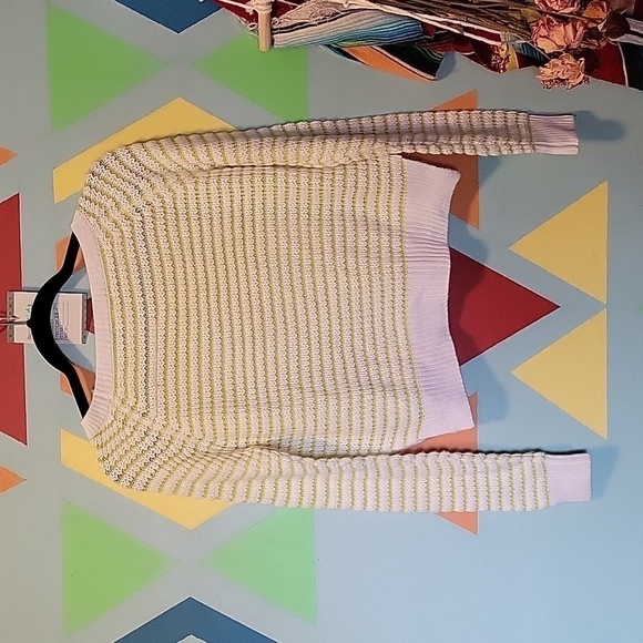 Delia's Vintange Striped Cropped Sweater Lime Green And White Size Medium - Picture 7 of 10